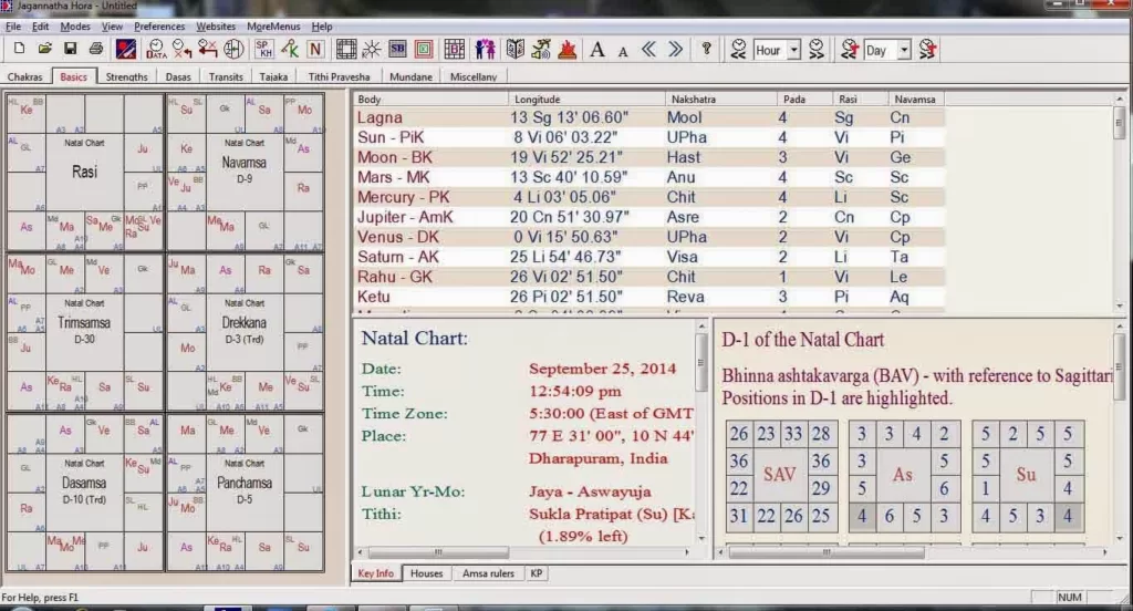 Software de Astrologia Védica Jagannatha Hora